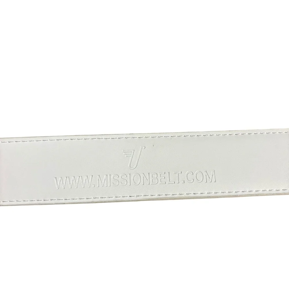 Mission Belt White‎ Leather Ratchet Belt Mount Vernon Country Club Mens 30